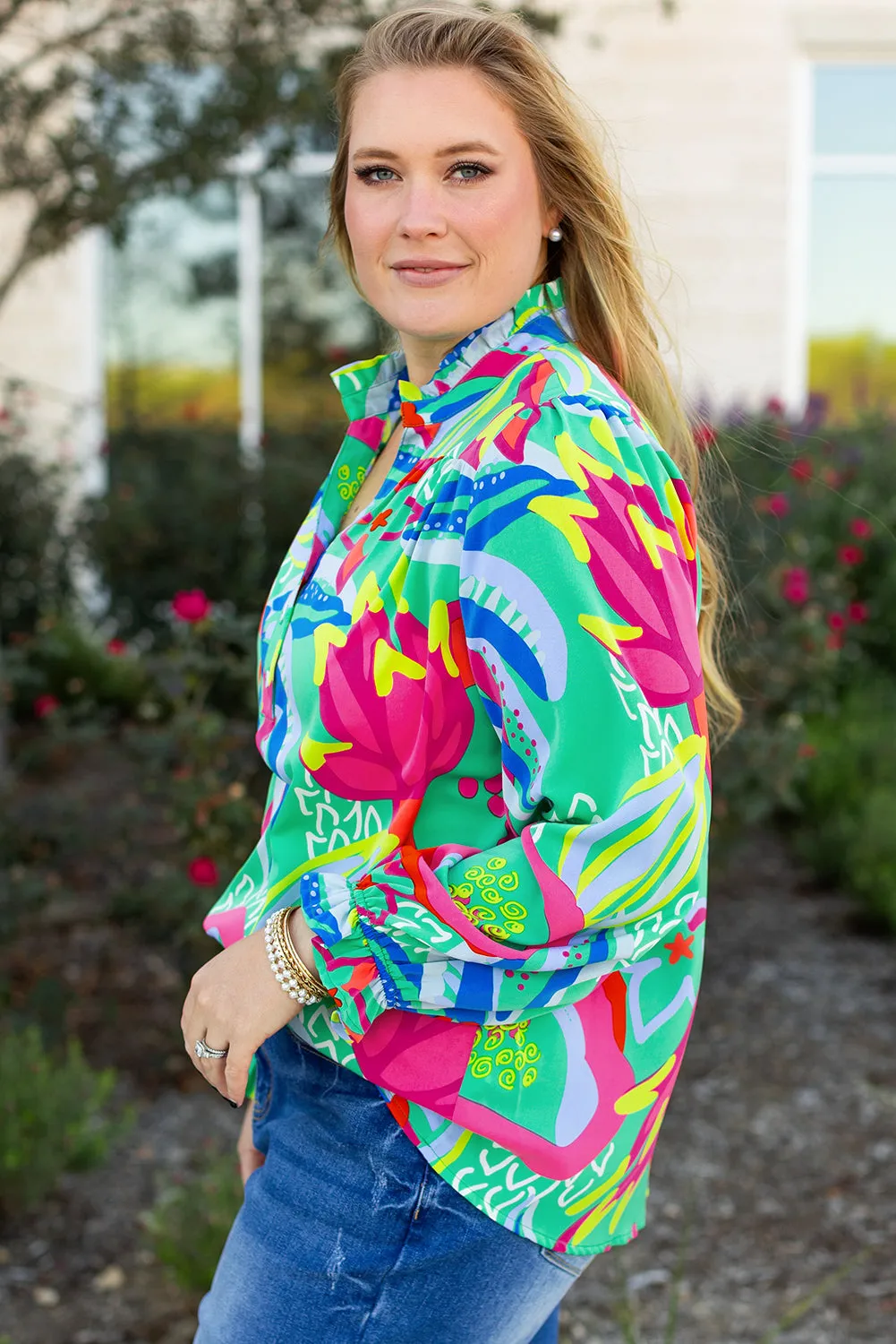 Abstract Printed Plus Size Blouse