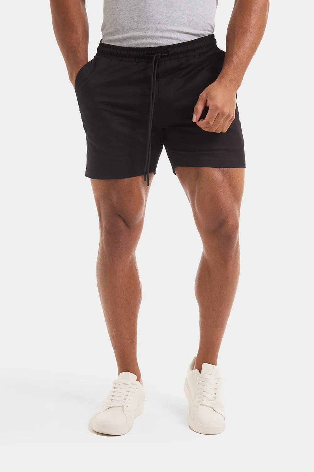 Athletic Fit Drawstring Chino Short 5" in Black