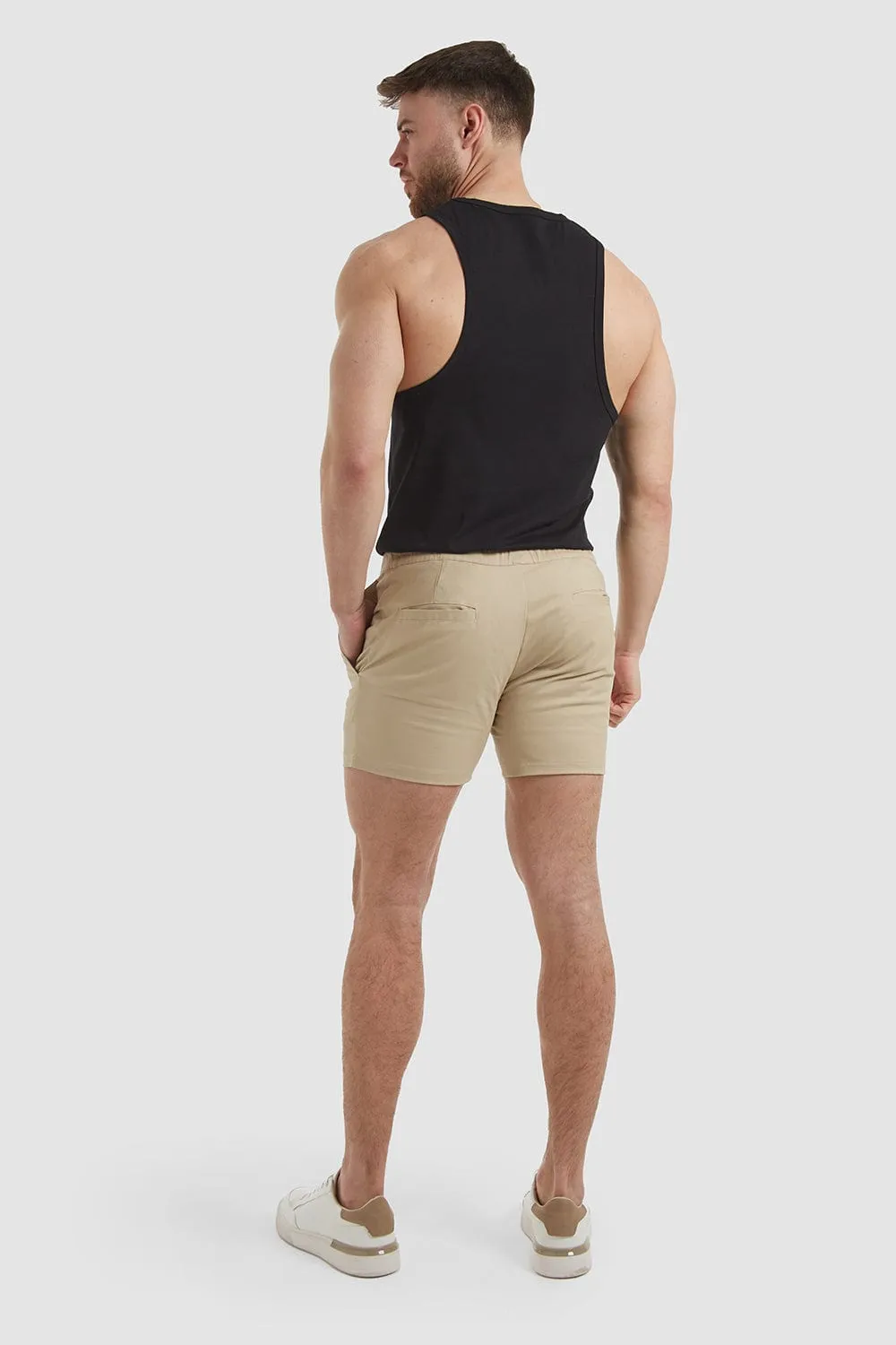 Athletic Fit Drawstring Chino Shorts In Stone