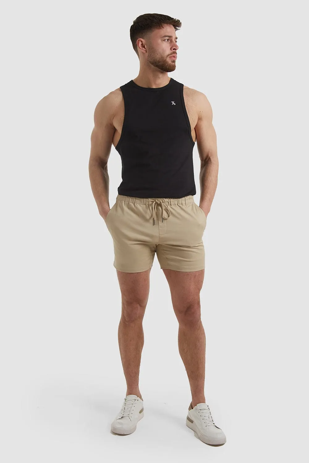 Athletic Fit Drawstring Chino Shorts In Stone