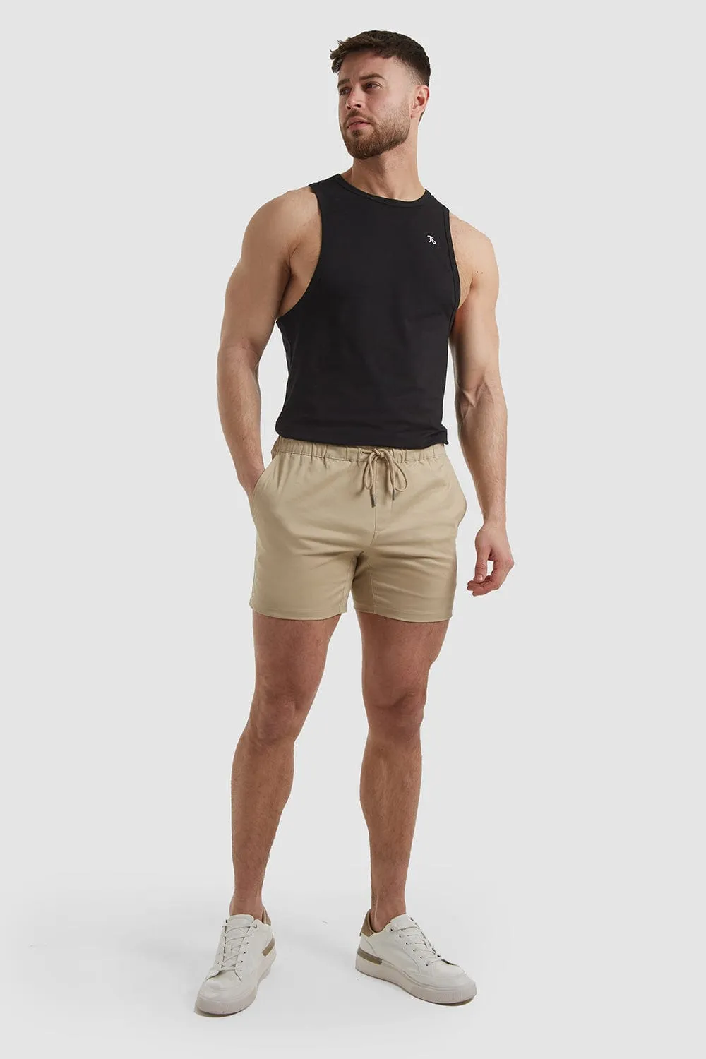 Athletic Fit Drawstring Chino Shorts In Stone