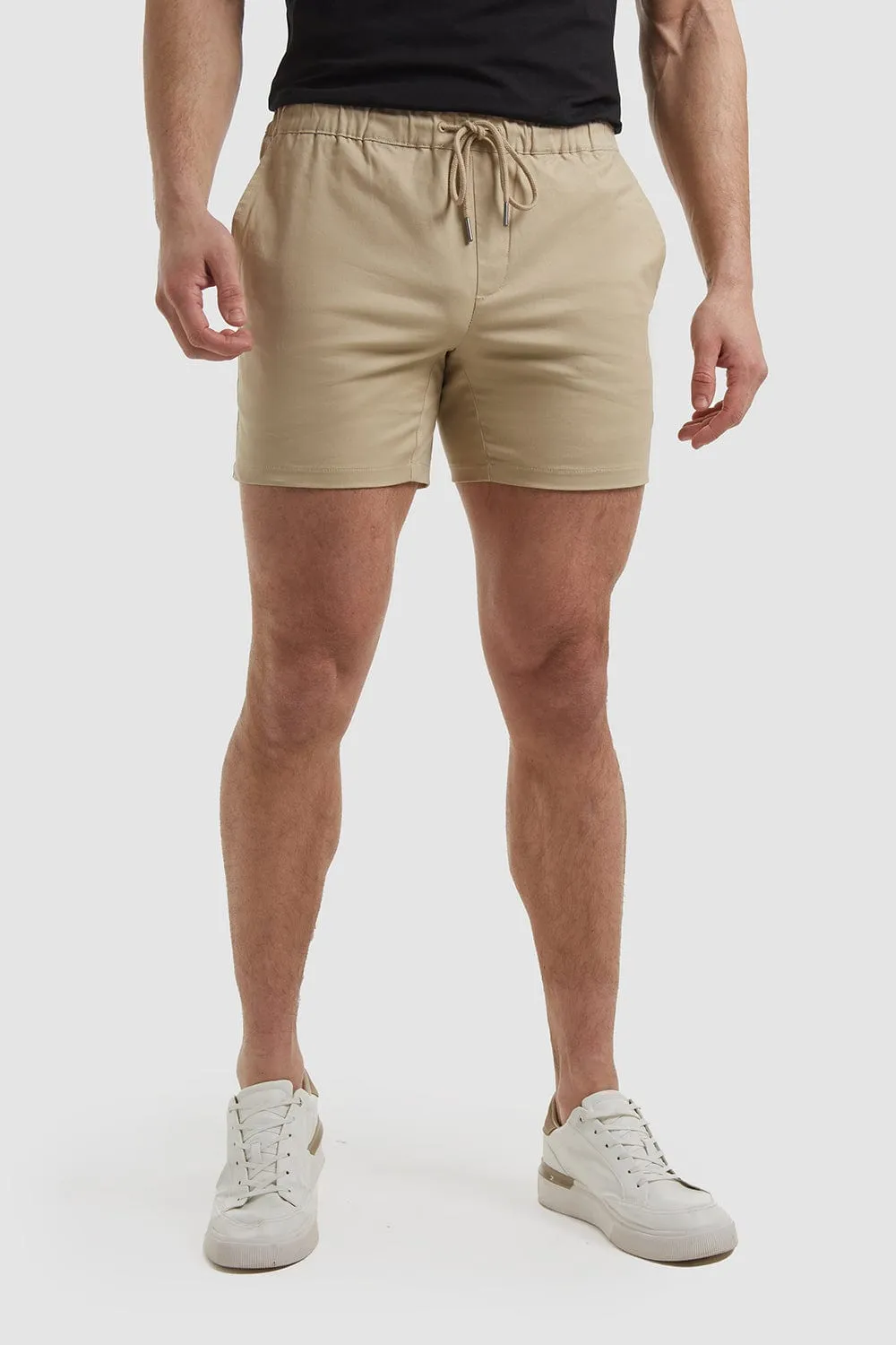 Athletic Fit Drawstring Chino Shorts In Stone