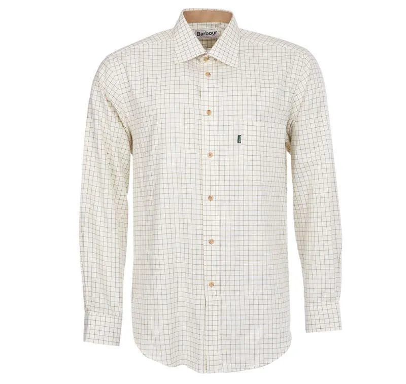 Barbour Field Tattersall Classic Collar Mens Shirt - Green/Brown