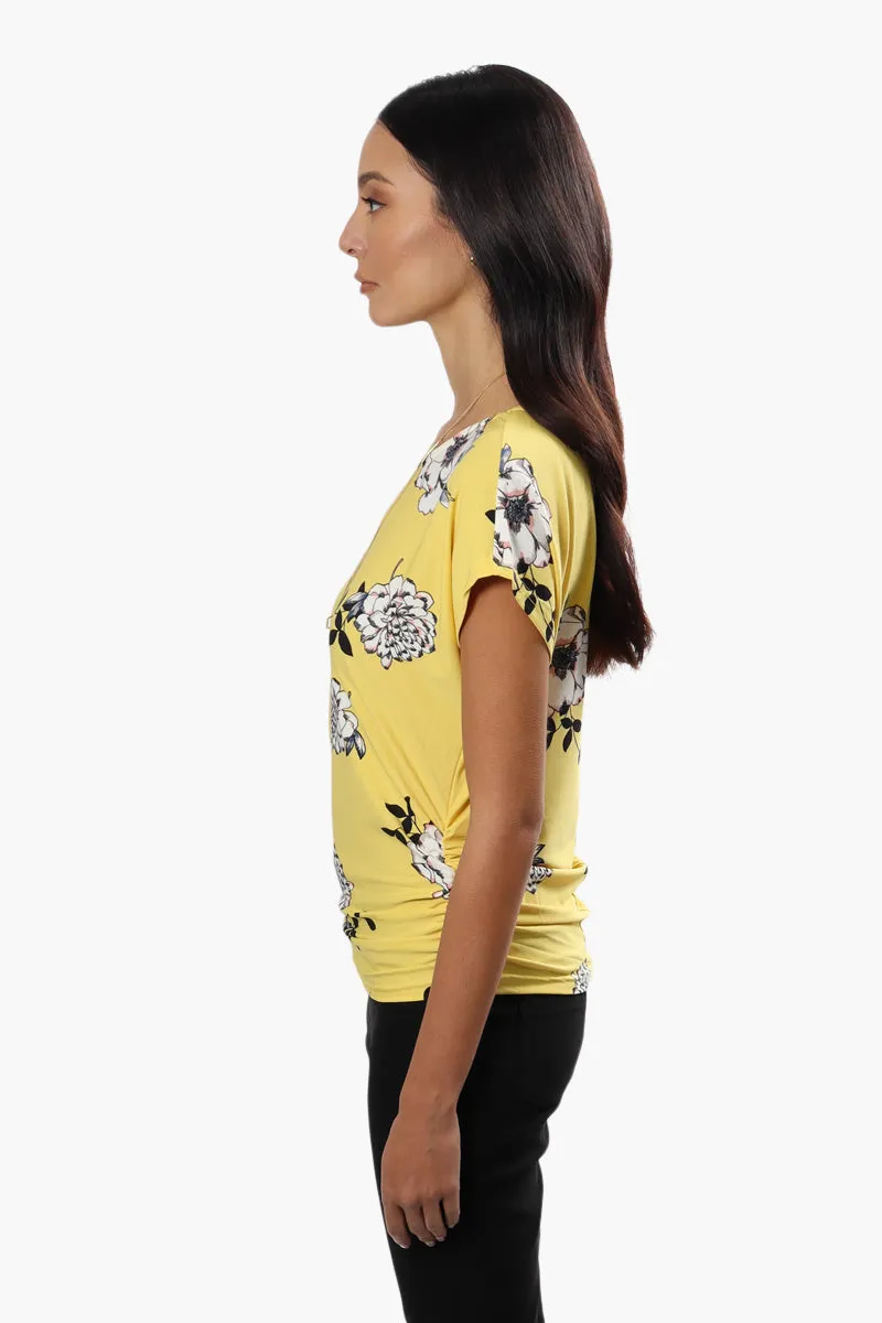 Beechers Brook Floral Side Cinched Shirt - Yellow