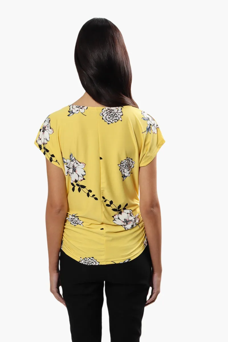 Beechers Brook Floral Side Cinched Shirt - Yellow