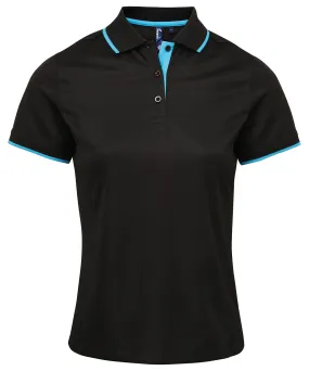 Black/Turquoise - Women's contrast Coolchecker® polo (C)