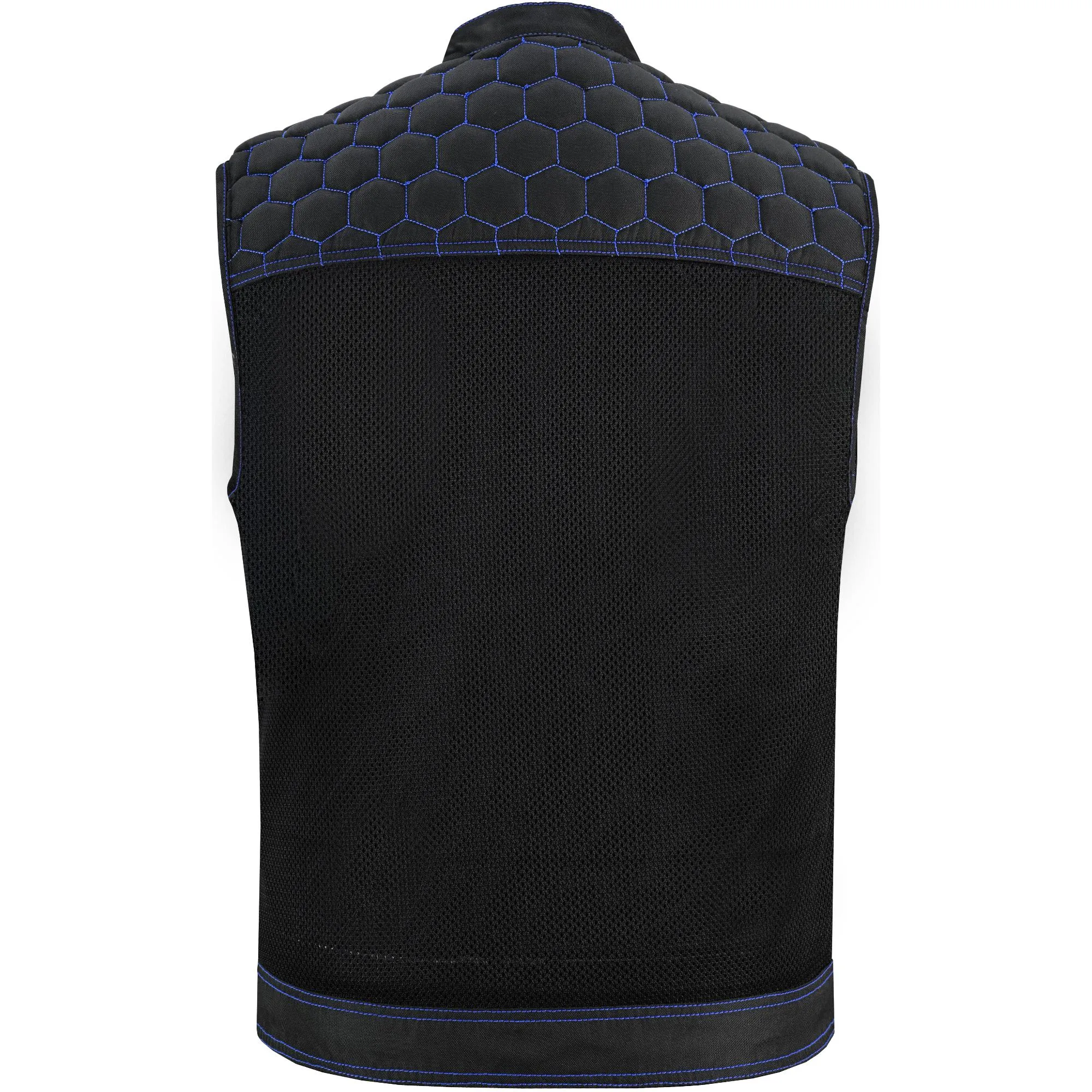 Blue Soul Men’s Black Mesh Textile Vest with Blue Paisley Liner