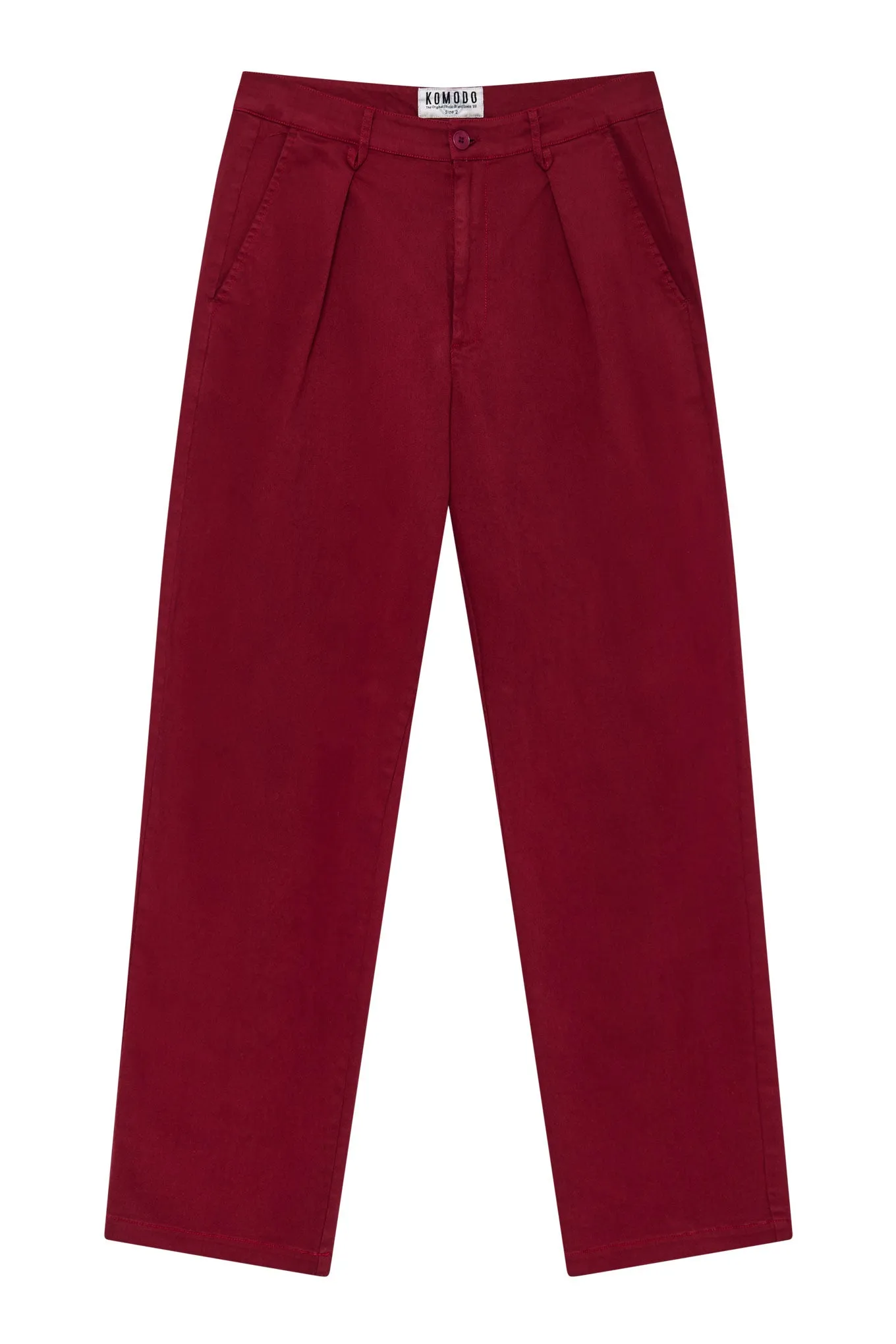 BOWIE - Loose Fit Organic Cotton Twill Trouser Wine Red