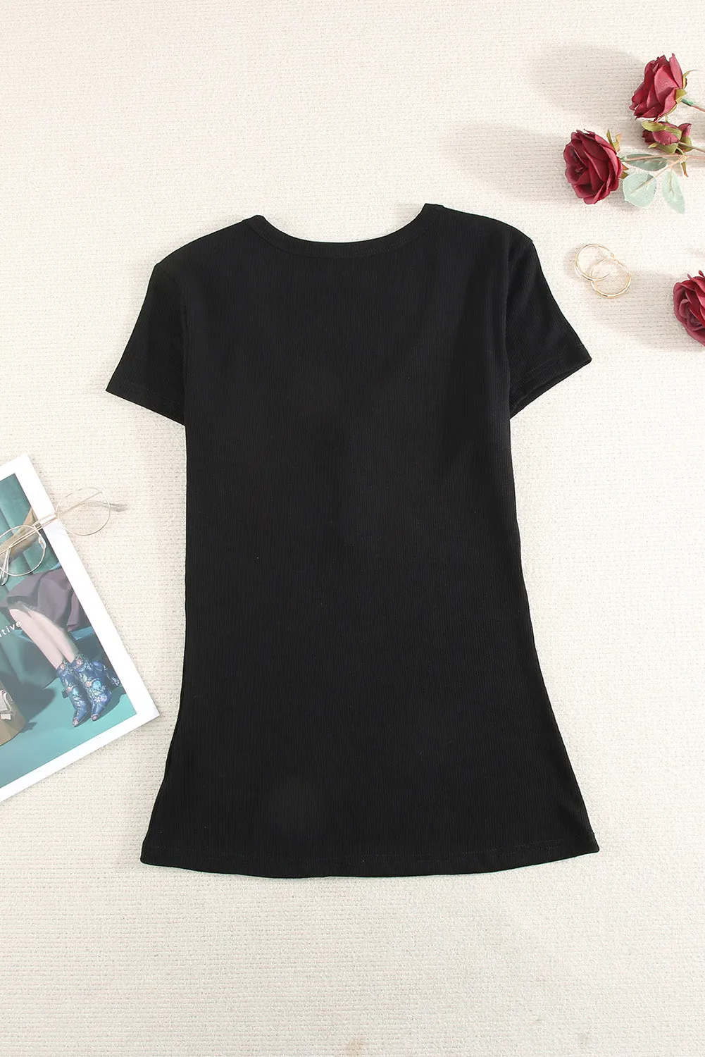 Buttoned Short Sleeve Tee Shirt