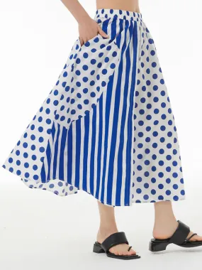 Chicmy-Polka-Dot Split-Joint Striped High Waisted Loose Skirts Bottoms