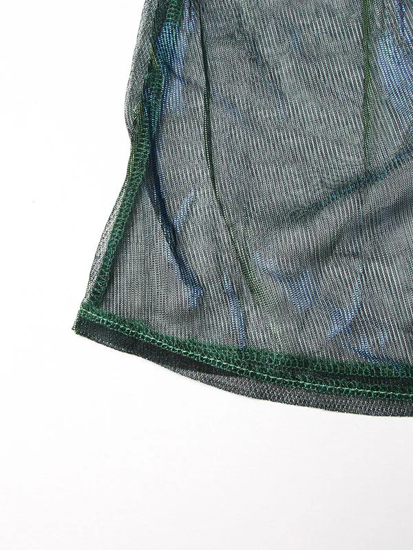 Contrast Color Split-Joint A-Line Skirts Bottoms