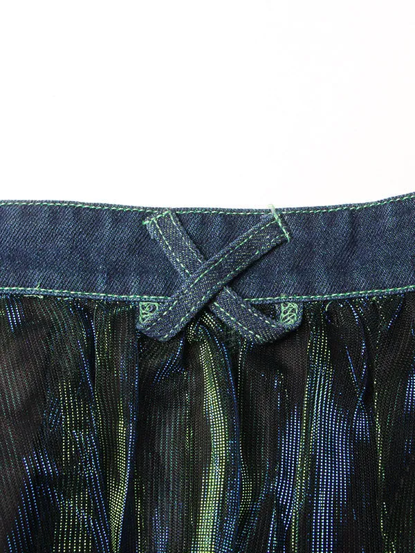 Contrast Color Split-Joint A-Line Skirts Bottoms