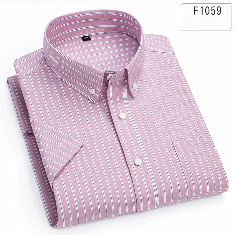 cotton summer short sleeve shirts for men slim fit office clothes