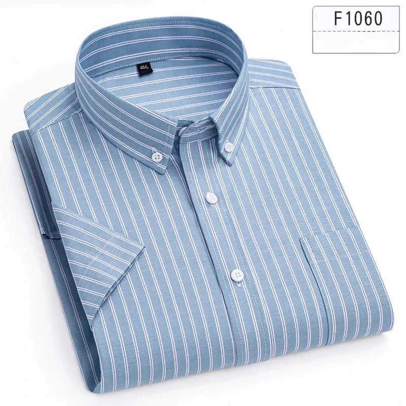 cotton summer short sleeve shirts for men slim fit office clothes