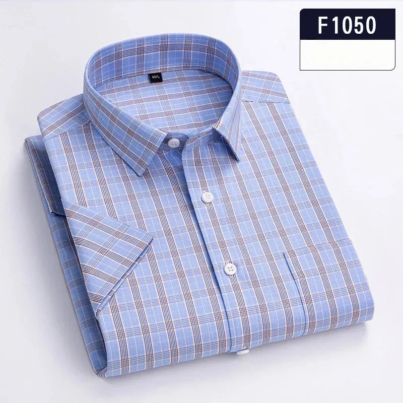 cotton summer short sleeve shirts for men slim fit office clothes