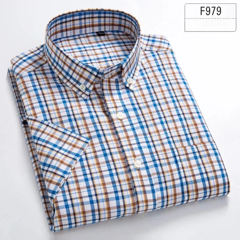 cotton summer short sleeve shirts for men slim fit office clothes