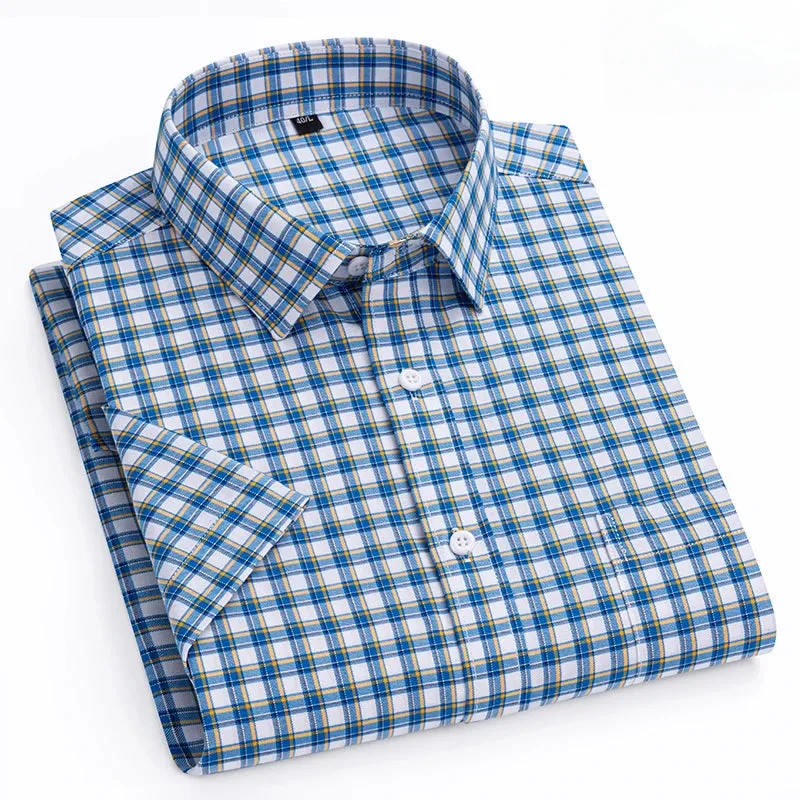 cotton summer short sleeve shirts for men slim fit office clothes