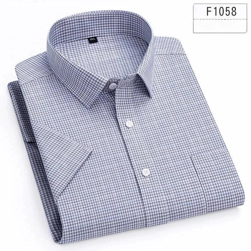 cotton summer short sleeve shirts for men slim fit office clothes