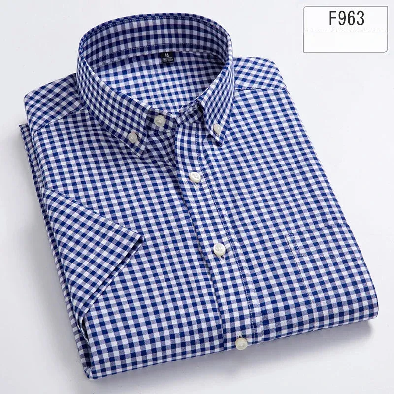 cotton summer short sleeve shirts for men slim fit office clothes