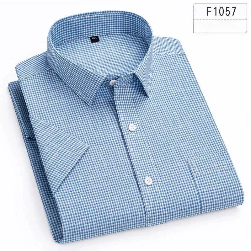 cotton summer short sleeve shirts for men slim fit office clothes