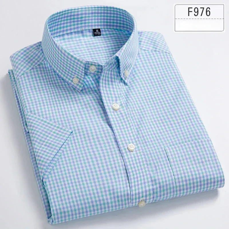 cotton summer short sleeve shirts for men slim fit office clothes