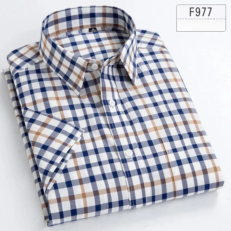 cotton summer short sleeve shirts for men slim fit office clothes