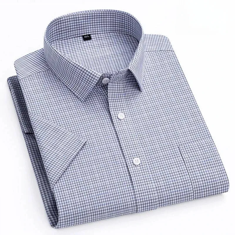 cotton summer short sleeve shirts for men slim fit office clothes