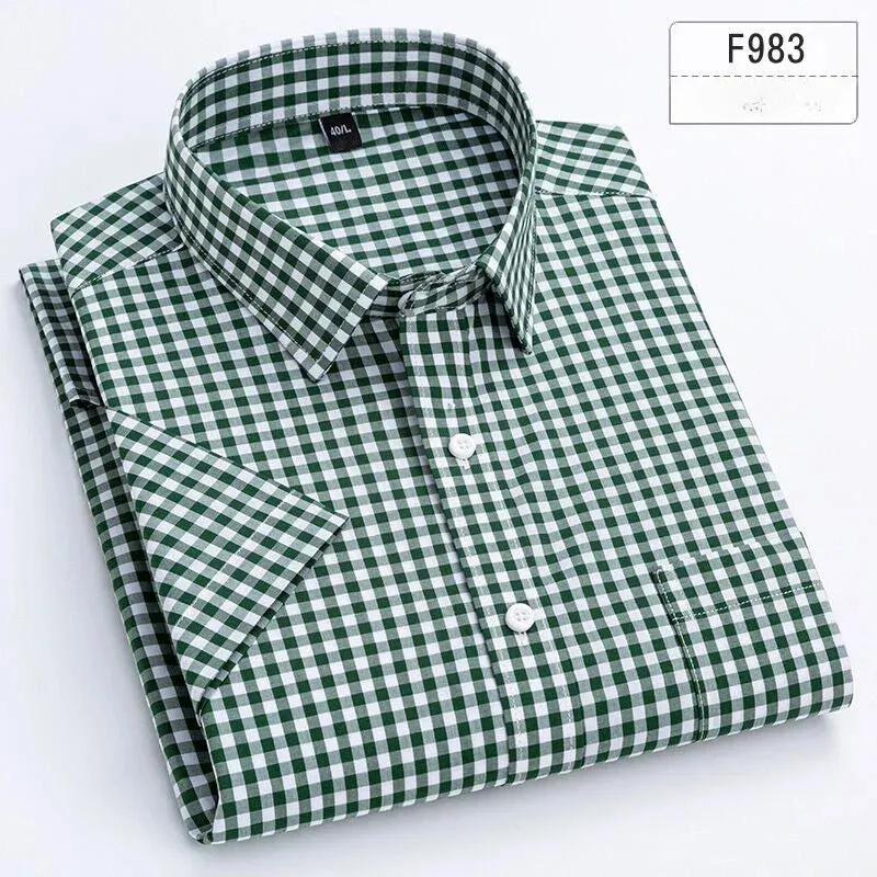 cotton summer short sleeve shirts for men slim fit office clothes