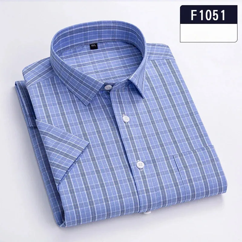 cotton summer short sleeve shirts for men slim fit office clothes