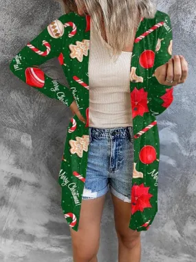 Cozy Christmas-Themed Women's Knit Cardigan - Holiday Sweater for Festive Occasions