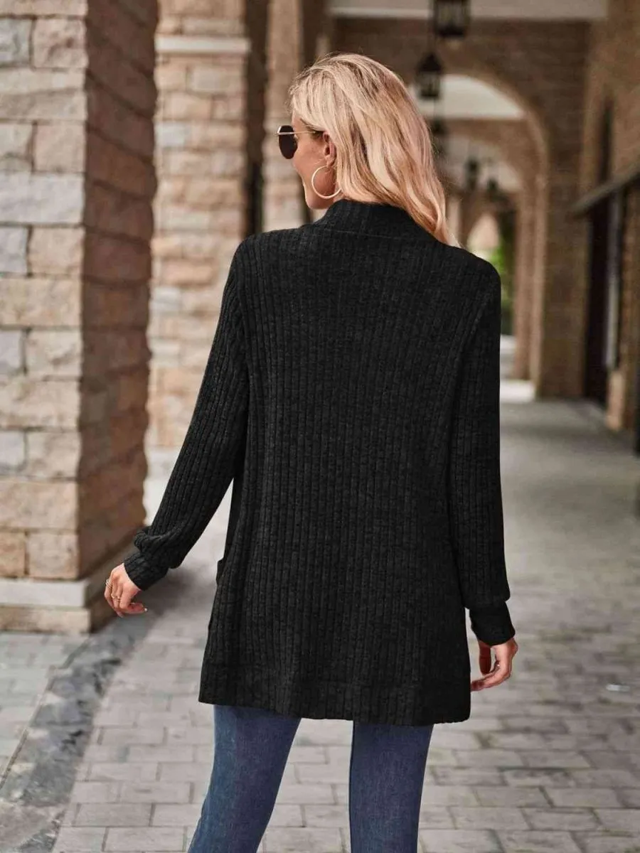 Cozy Elegance Open Front Cardigan with Pockets