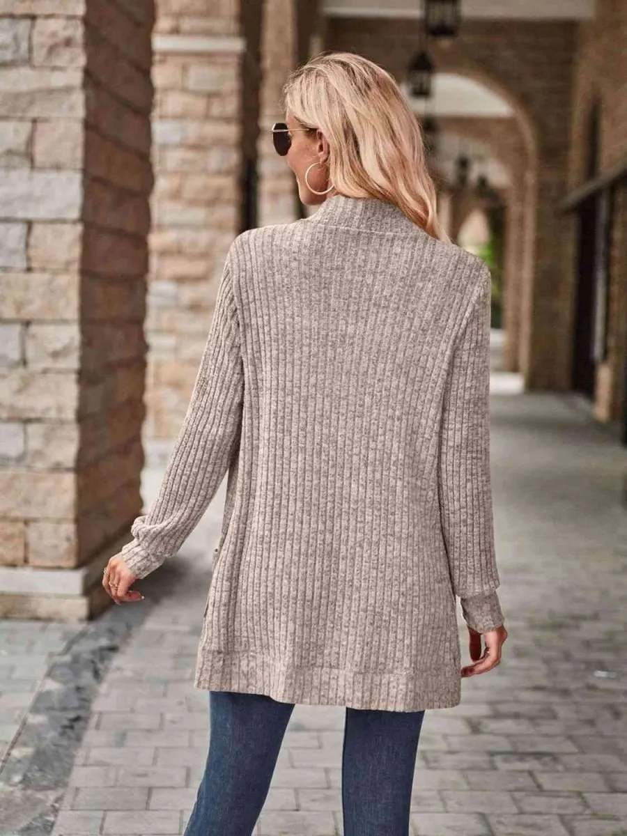 Cozy Elegance Open Front Cardigan with Pockets