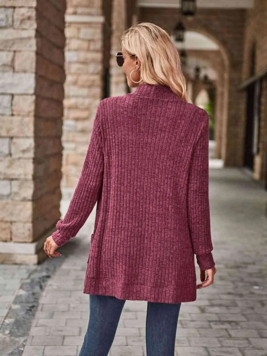 Cozy Elegance Open Front Cardigan with Pockets