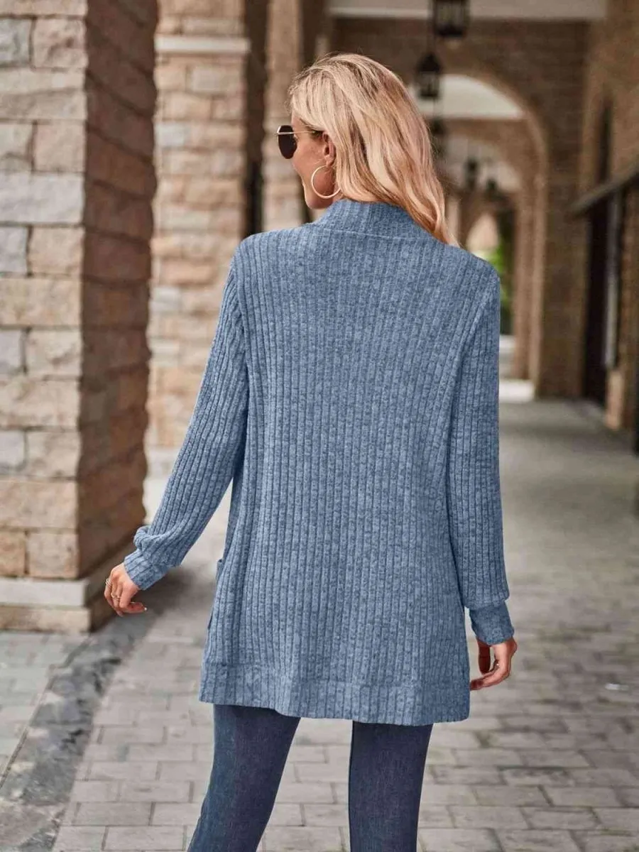 Cozy Elegance Open Front Cardigan with Pockets