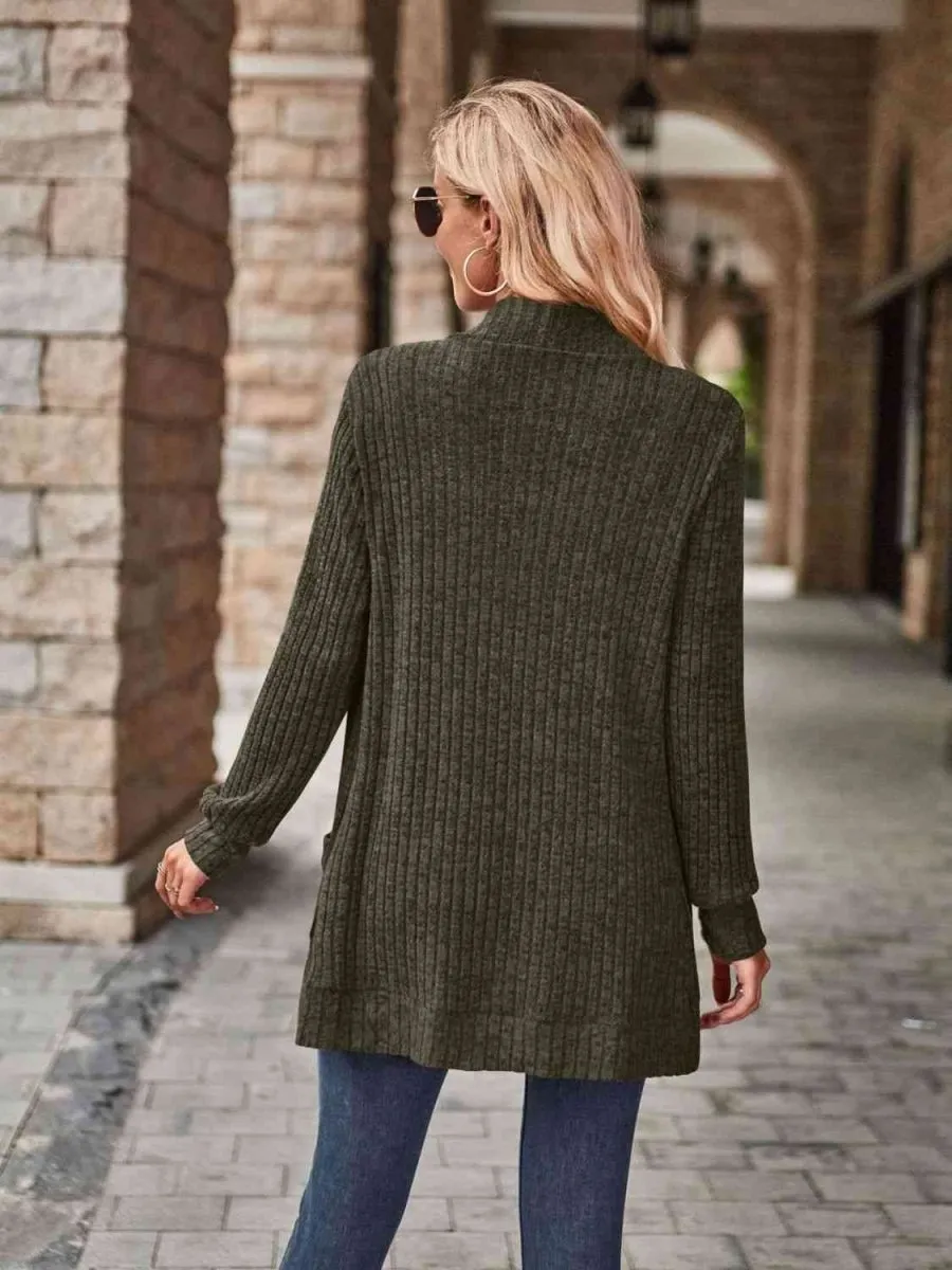 Cozy Elegance Open Front Cardigan with Pockets