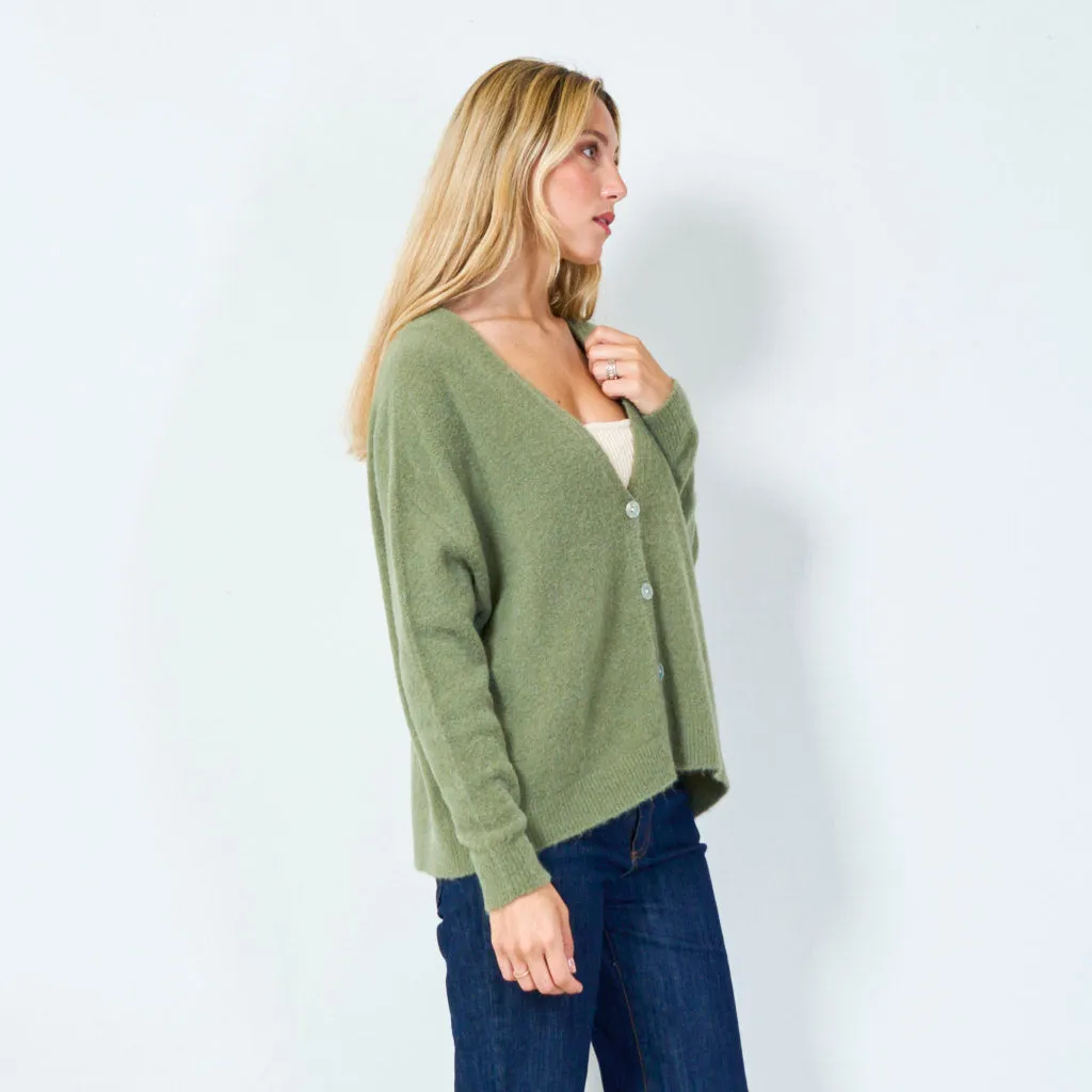 Cozy v-neck button cardigan wholesale