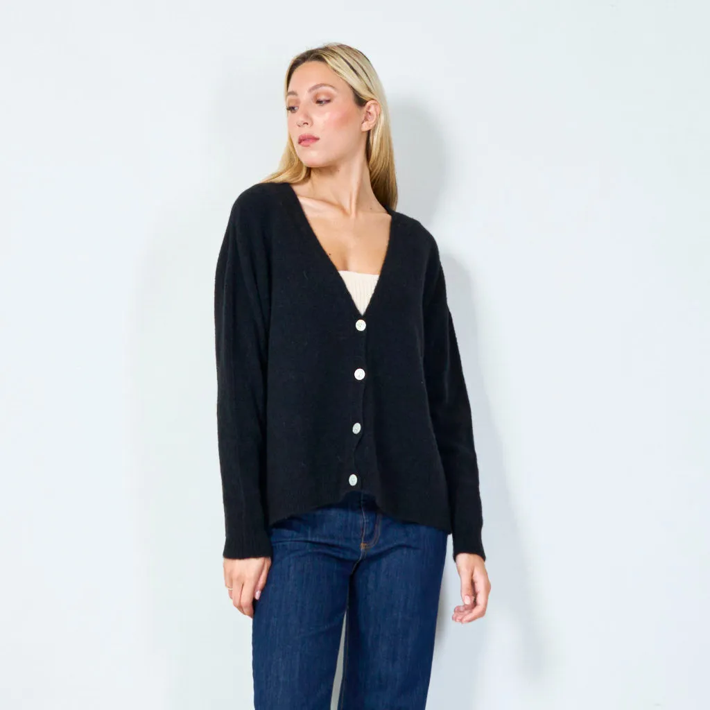 Cozy v-neck button cardigan wholesale