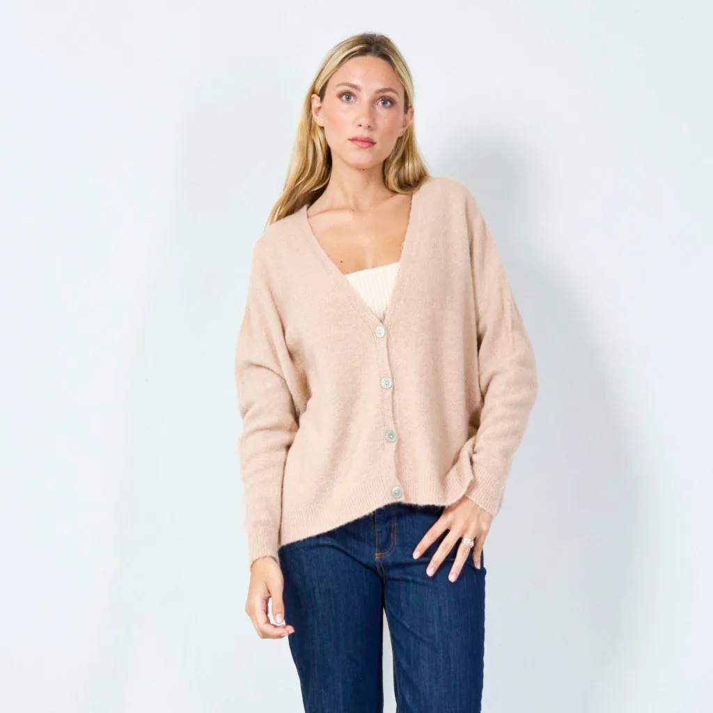 Cozy v-neck button cardigan wholesale