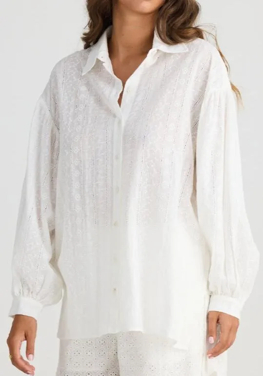 Dahlia Shirt - White Broderie