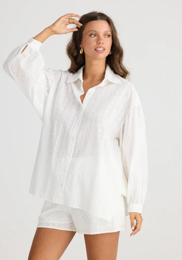 Dahlia Shirt - White Broderie