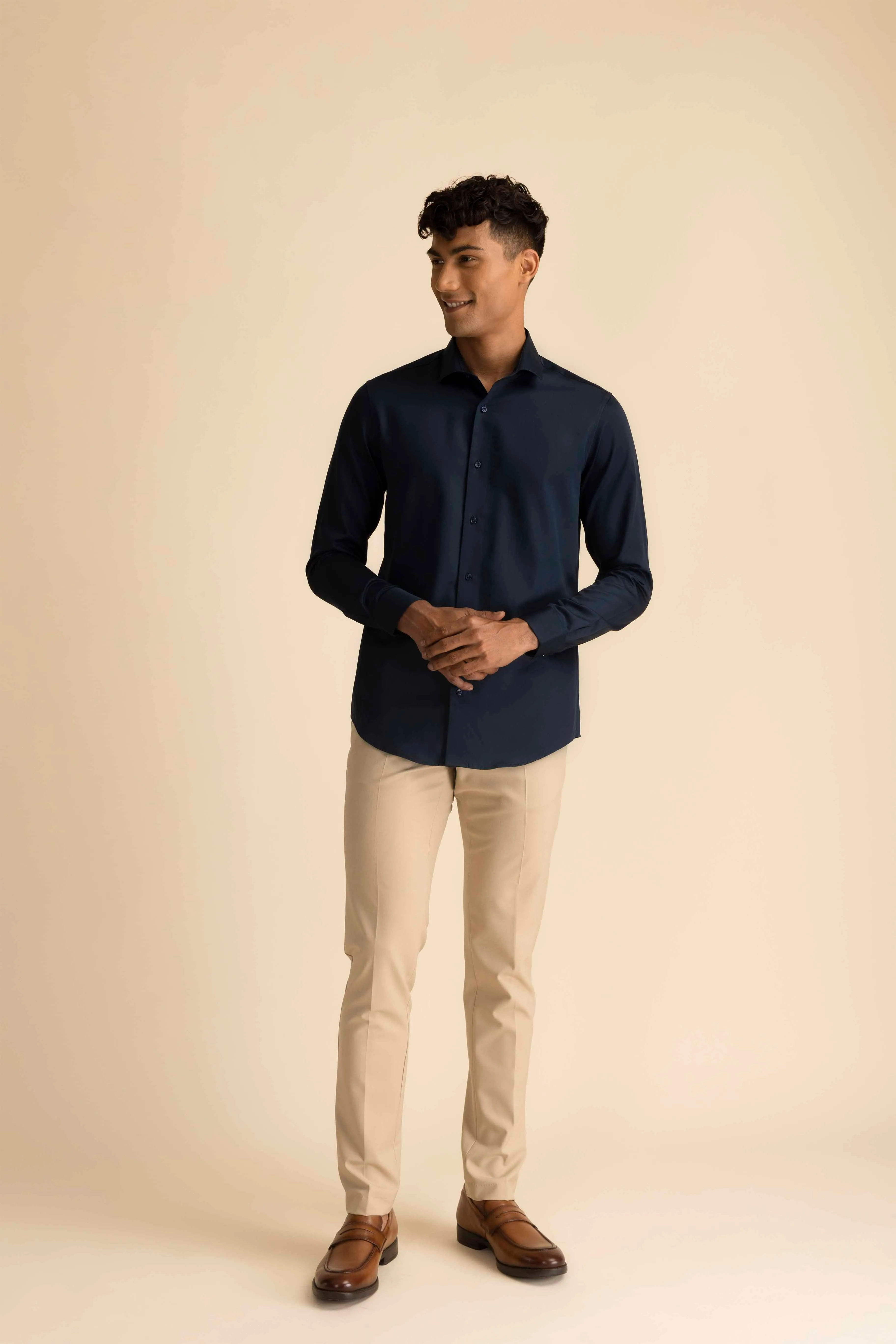 Deep Navy Sateen Shirt