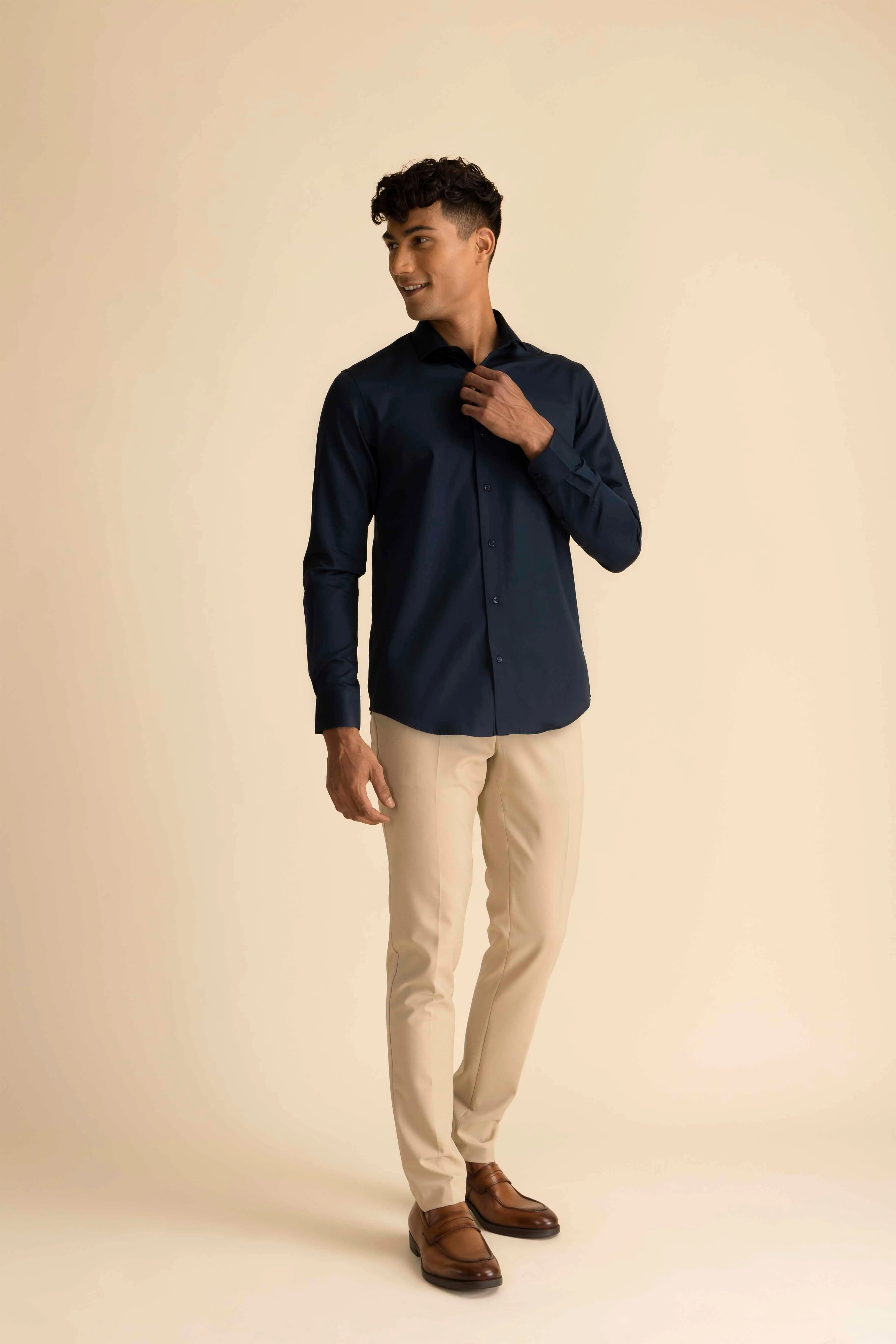 Deep Navy Sateen Shirt