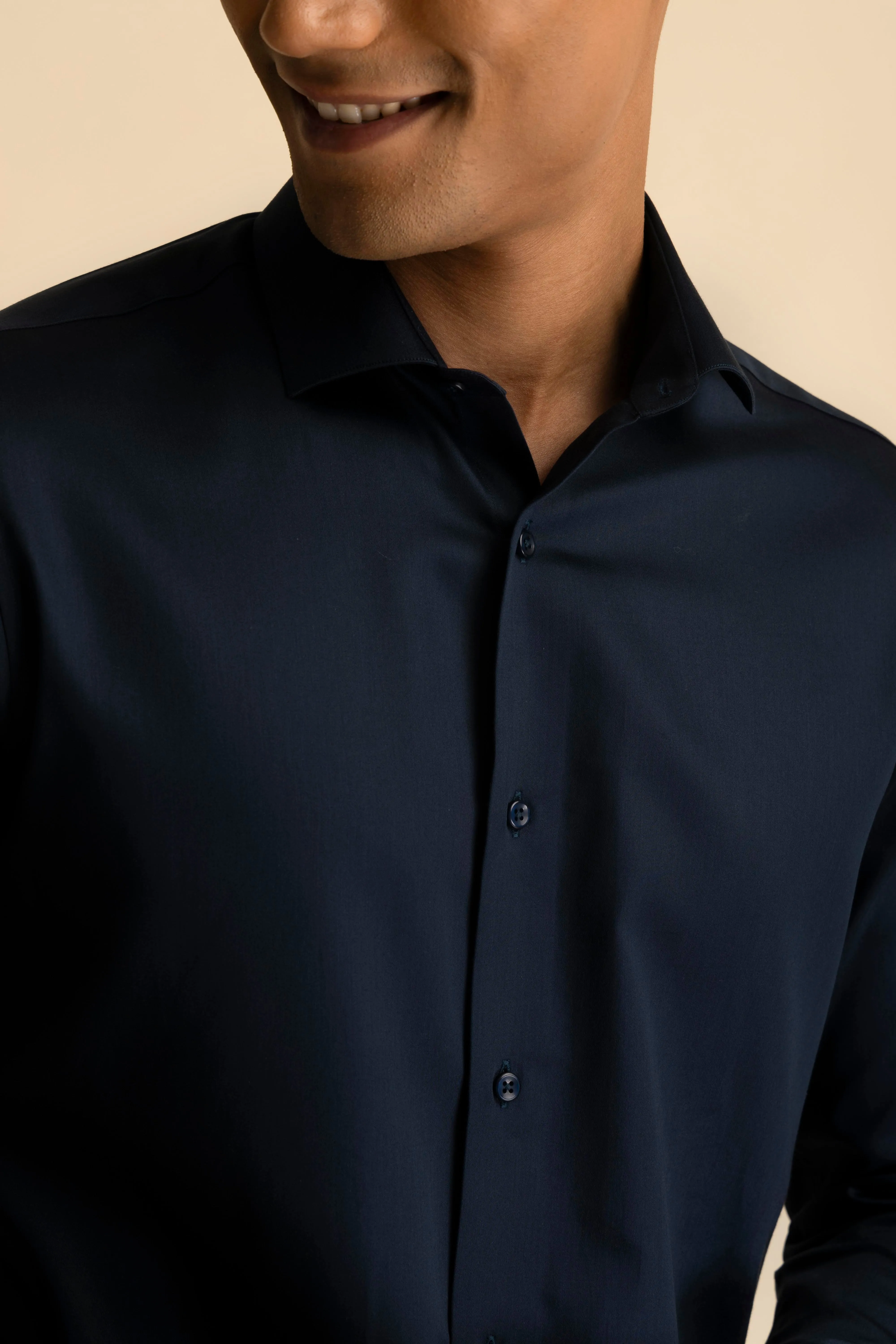 Deep Navy Sateen Shirt