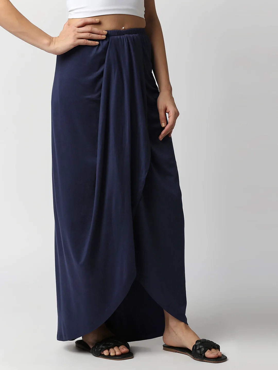 Disrupt Women Navy Blue Draped Skirt