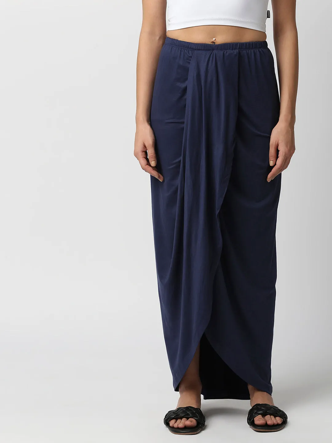 Disrupt Women Navy Blue Draped Skirt