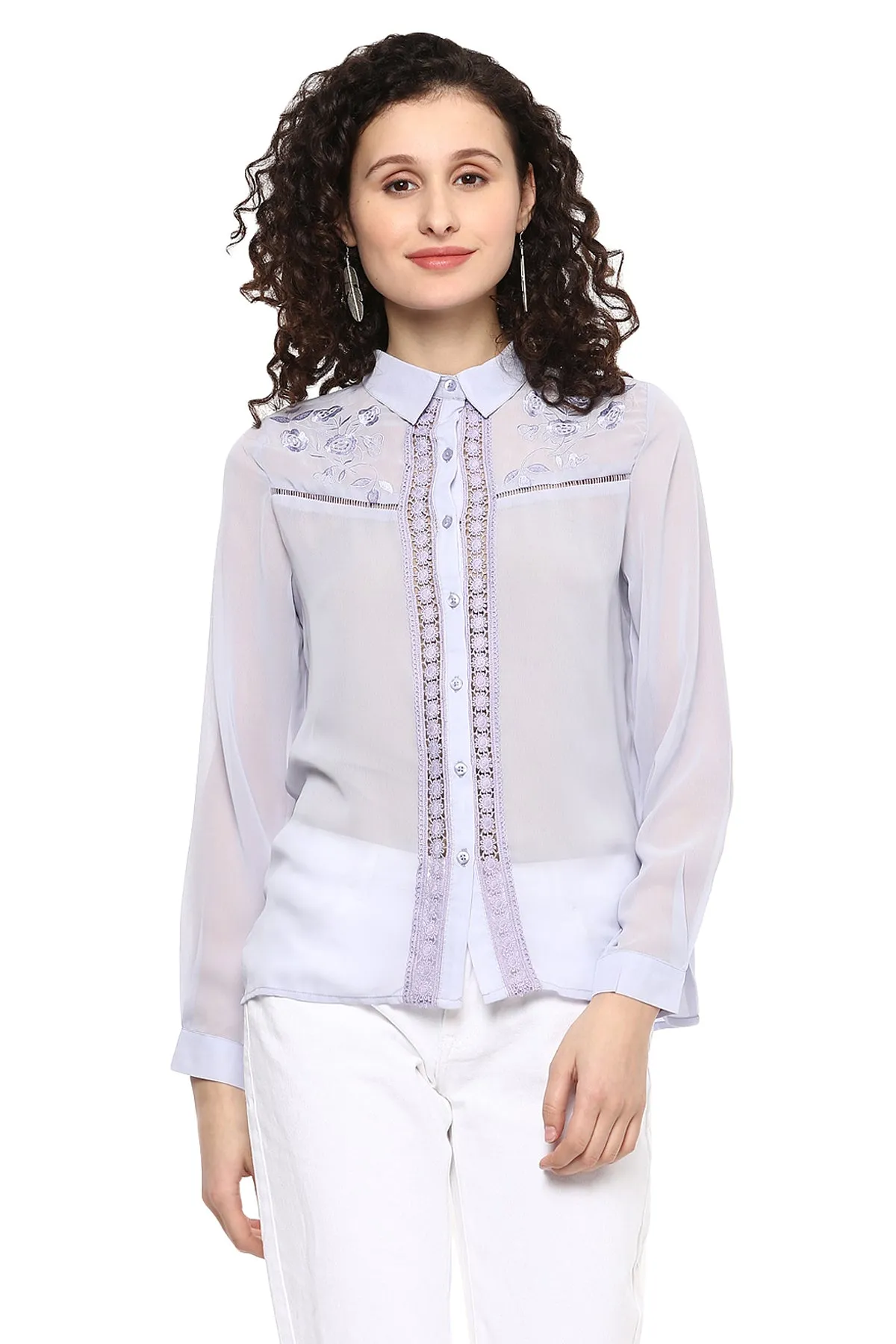 Floral Embroidered Smart Shirt