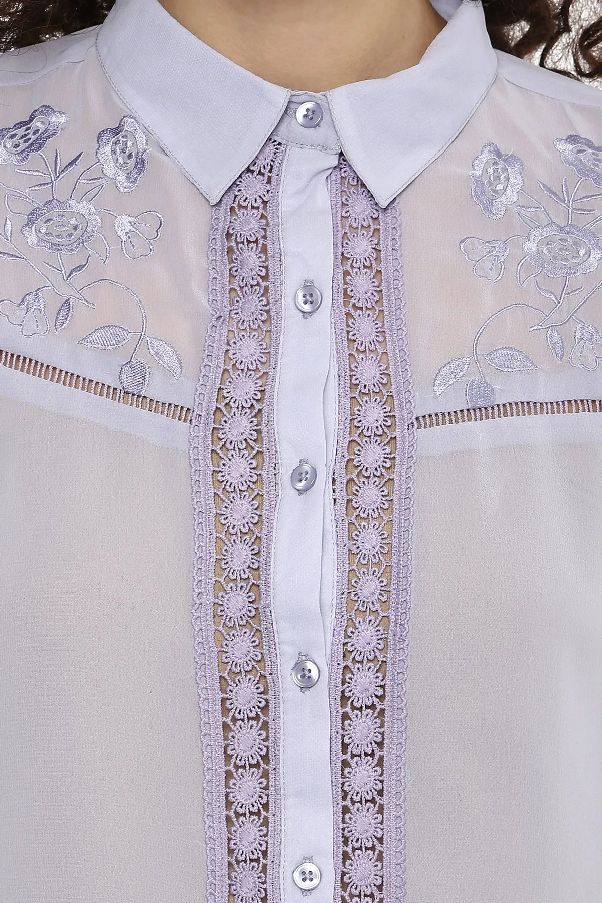 Floral Embroidered Smart Shirt