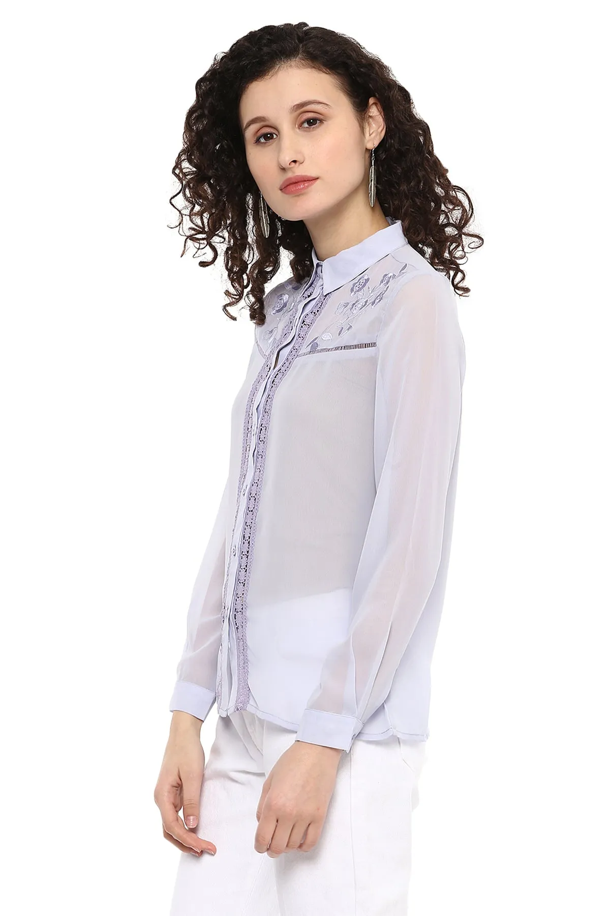 Floral Embroidered Smart Shirt