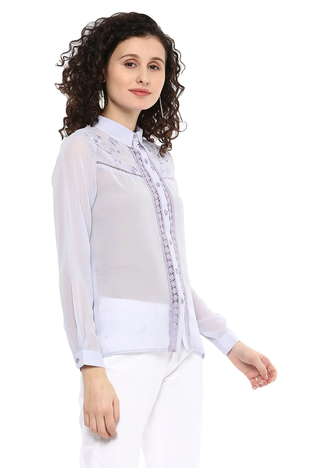 Floral Embroidered Smart Shirt