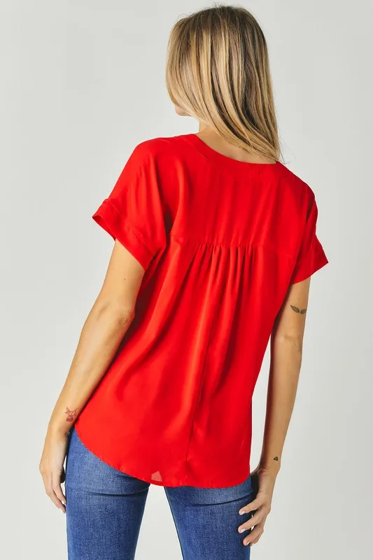 FS Clearance V-Neck Dolman Sleeve Solid Basic Top